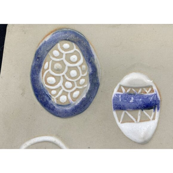 Bennington Pottery Trivet Tile #1535 Eggs Chicks Easter Spring Blue White 7.75" - Picture 2 of 14